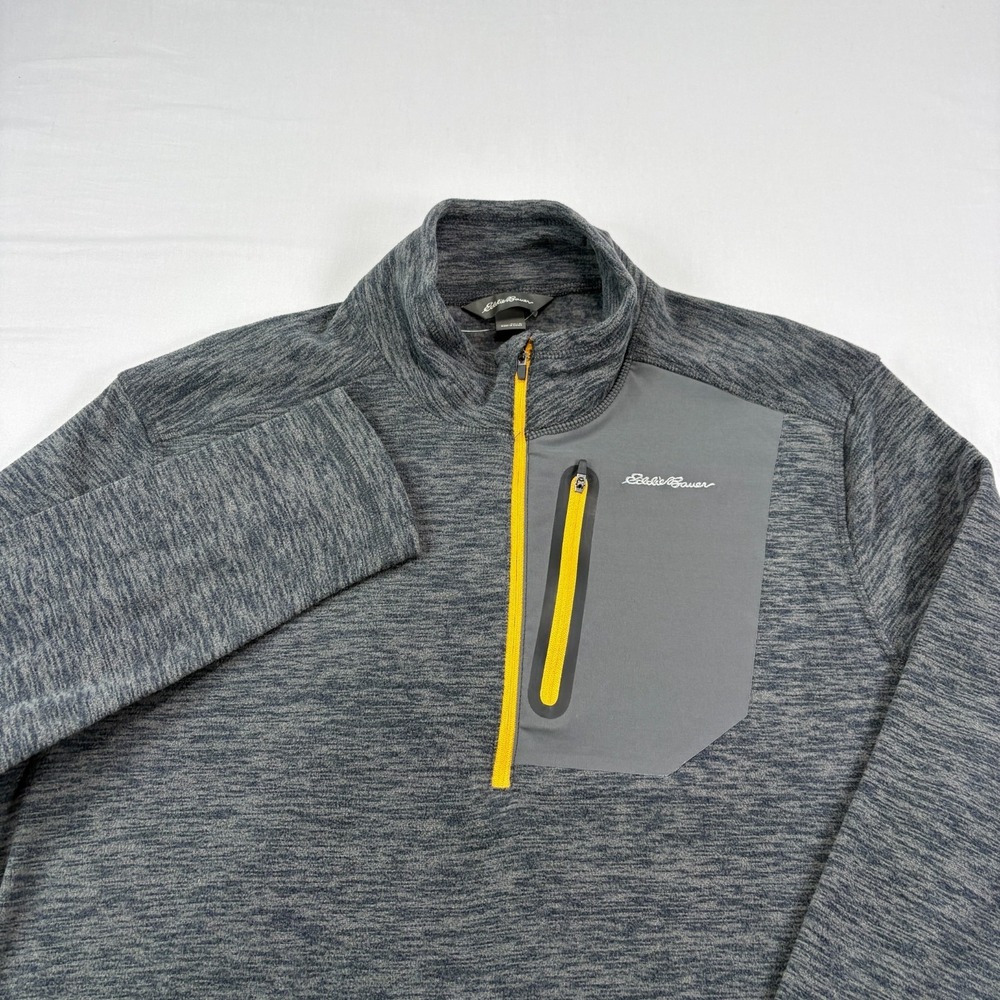 Eddie Bauer Shirt‎ Mens Large Gray Cloud 1/4 Zip Pullover Fleece Outdoor Casual